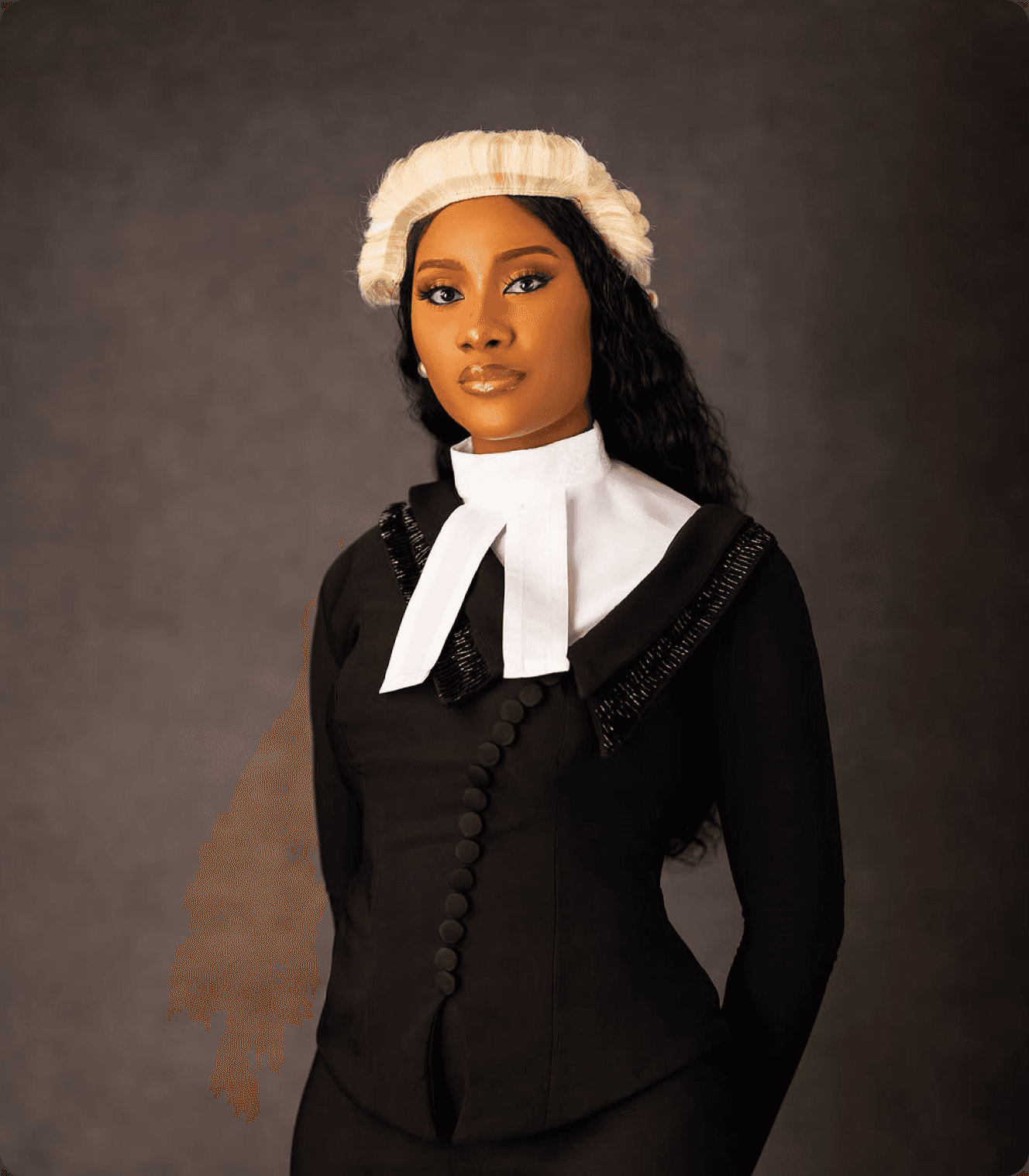 Vivian Nkemdilim, founder of VLA by Vivian, in barrister's robes and wig.